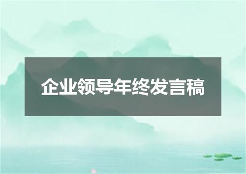 企业领导年终发言稿