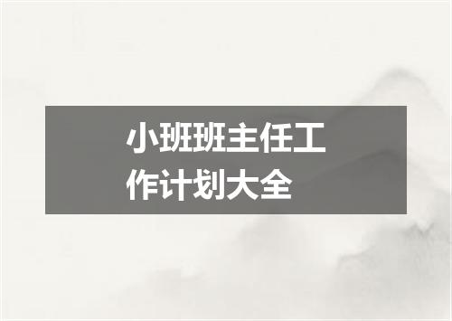 小班班主任工作计划大全