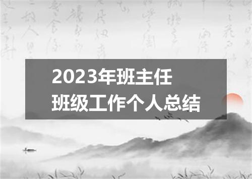 2023年班主任班级工作个人总结