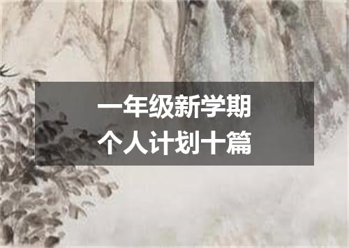 一年级新学期个人计划十篇