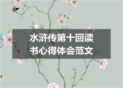 水浒传第十回读书心得体会范文