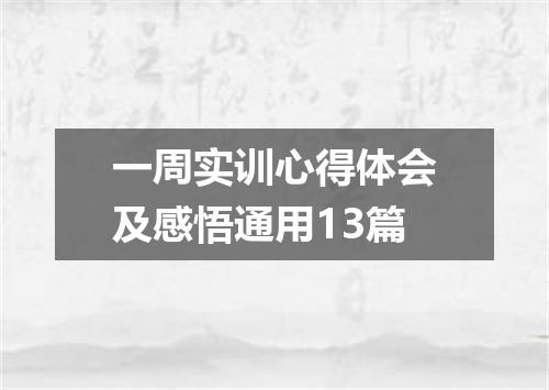 一周实训心得体会及感悟通用13篇