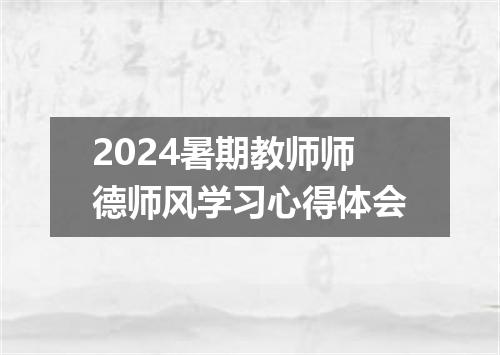 2024暑期教师师德师风学习心得体会