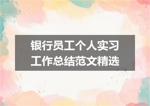 银行员工个人实习工作总结范文精选