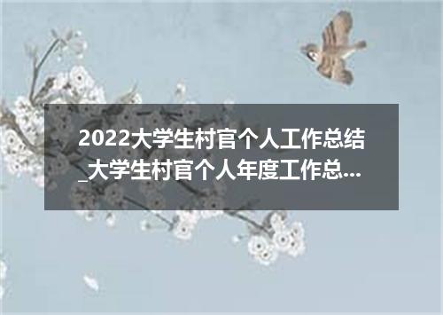 2022大学生村官个人工作总结_大学生村官个人年度工作总结