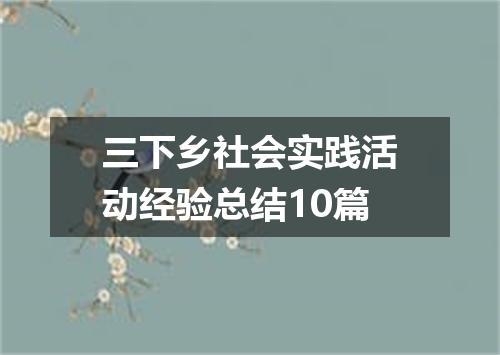 三下乡社会实践活动经验总结10篇