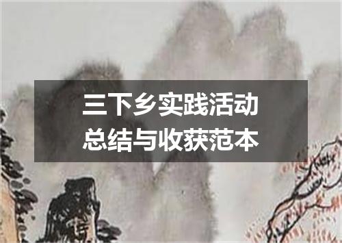 三下乡实践活动总结与收获范本