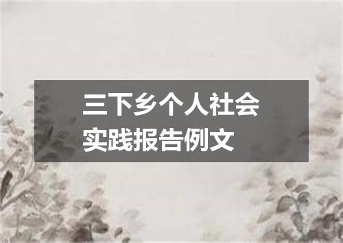 三下乡个人社会实践报告例文