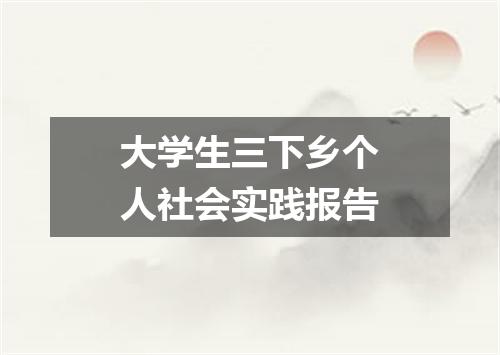 大学生三下乡个人社会实践报告
