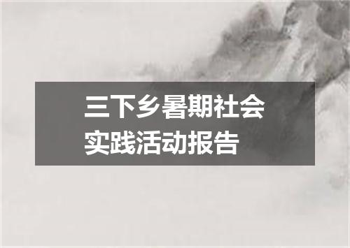 三下乡暑期社会实践活动报告