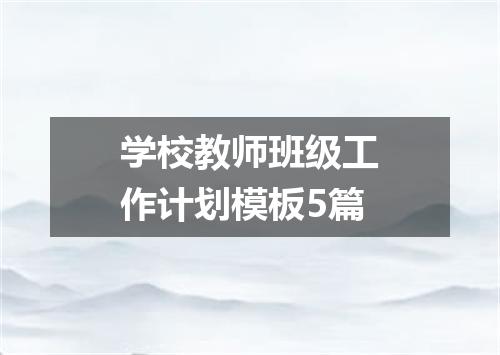 学校教师班级工作计划模板5篇