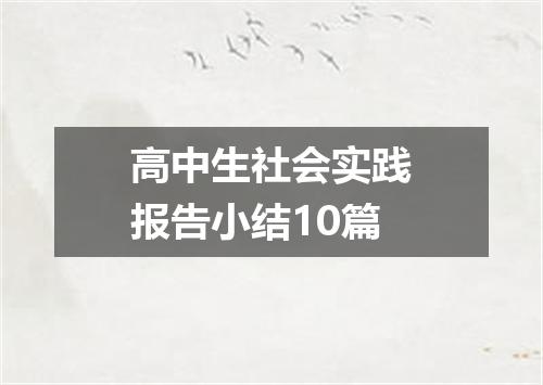高中生社会实践报告小结10篇
