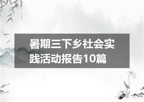 暑期三下乡社会实践活动报告10篇