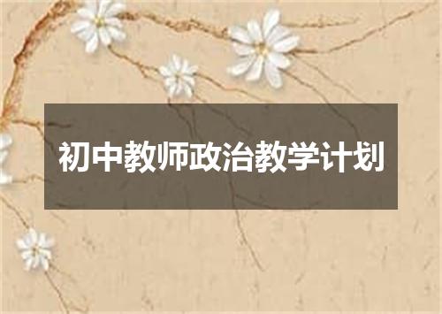 初中教师政治教学计划