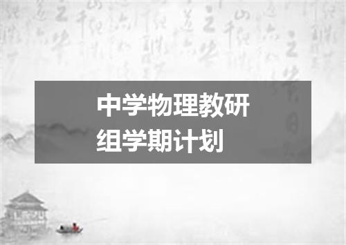 中学物理教研组学期计划