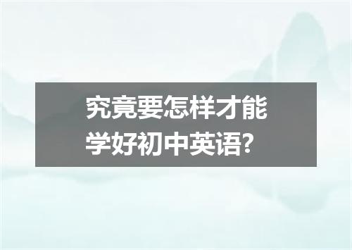 究竟要怎样才能学好初中英语?