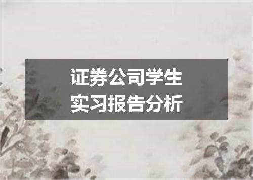 证券公司学生实习报告分析