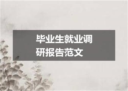 毕业生就业调研报告范文