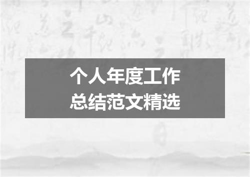个人年度工作总结范文精选