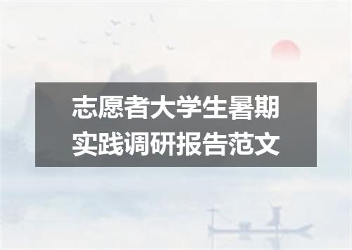 志愿者大学生暑期实践调研报告范文