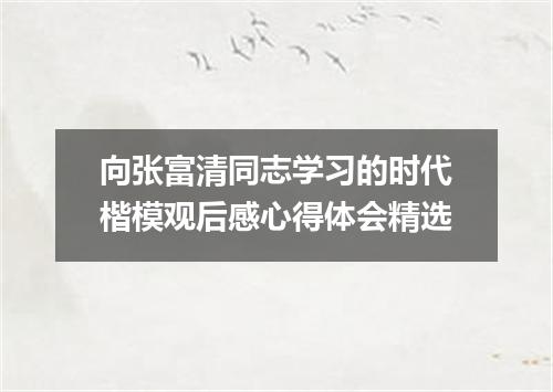 向张富清同志学习的时代楷模观后感心得体会精选