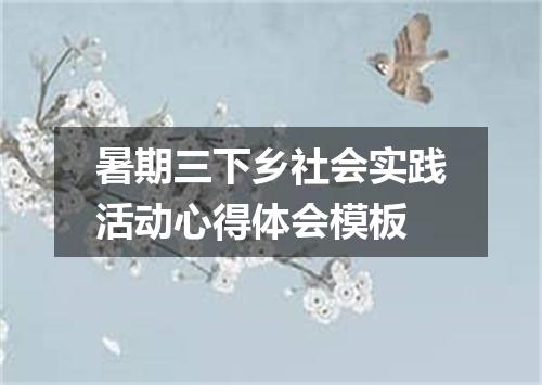 暑期三下乡社会实践活动心得体会模板