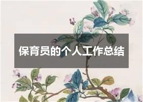 保育员的个人工作总结