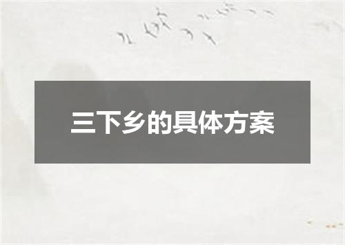 三下乡的具体方案