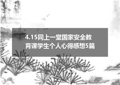 4.15同上一堂国家安全教育课学生个人心得感想5篇