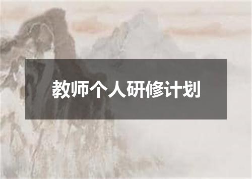 教师个人研修计划