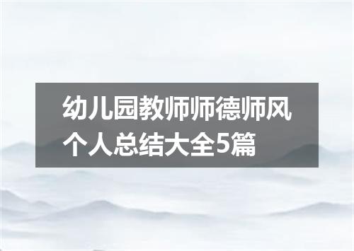幼儿园教师师德师风个人总结大全5篇