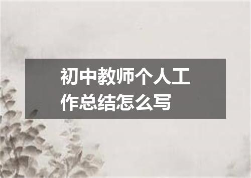 初中教师个人工作总结怎么写