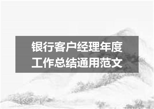 银行客户经理年度工作总结通用范文