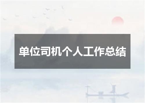 单位司机个人工作总结