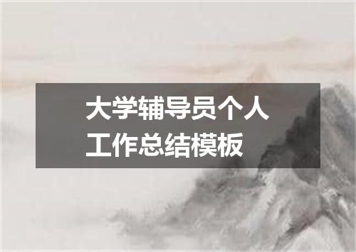 大学辅导员个人工作总结模板