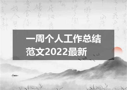 一周个人工作总结范文2022最新