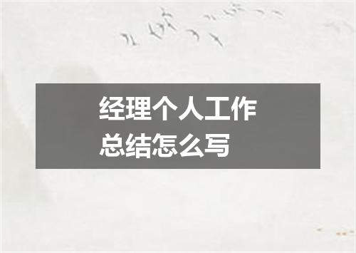 经理个人工作总结怎么写