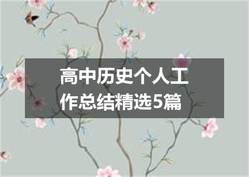 高中历史个人工作总结精选5篇
