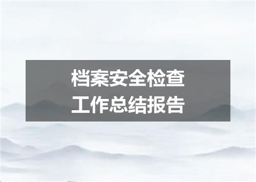 档案安全检查工作总结报告