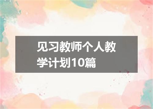 见习教师个人教学计划10篇