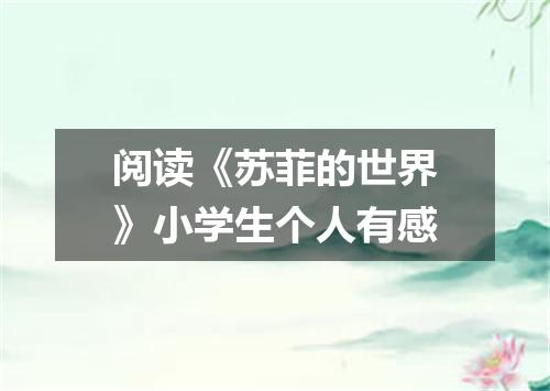 阅读《苏菲的世界》小学生个人有感