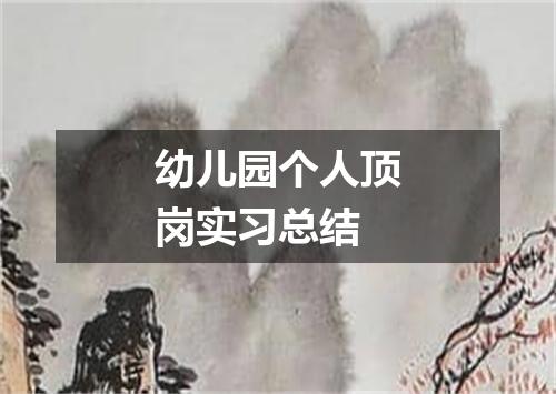 幼儿园个人顶岗实习总结