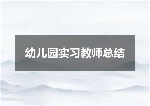 幼儿园实习教师总结