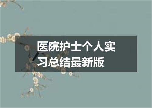 医院护士个人实习总结最新版