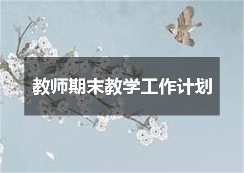 教师期末教学工作计划