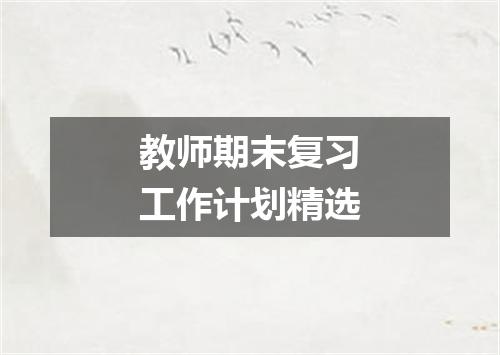 教师期末复习工作计划精选