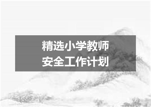 精选小学教师安全工作计划