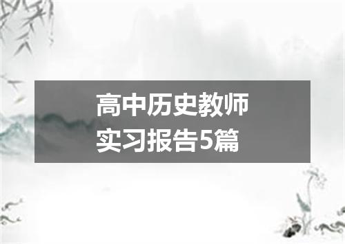 高中历史教师实习报告5篇