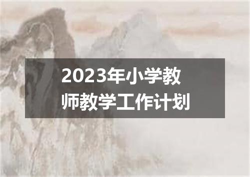 2023年小学教师教学工作计划