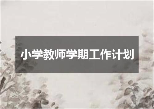 小学教师学期工作计划